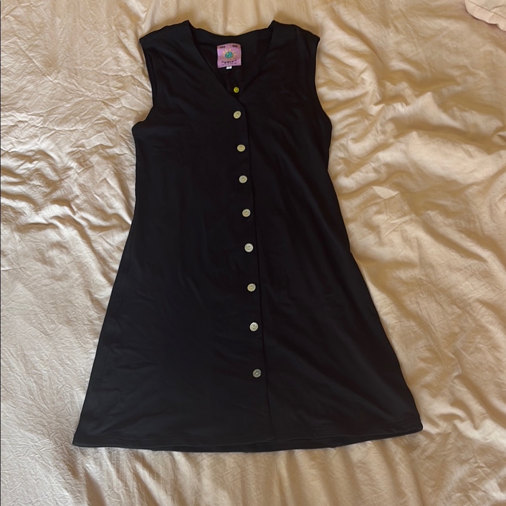 UNIF Black Parker Dress with Button Detail
